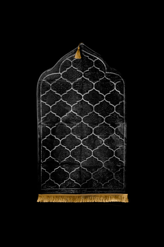 Soft Velvet Prayer Mat - Black