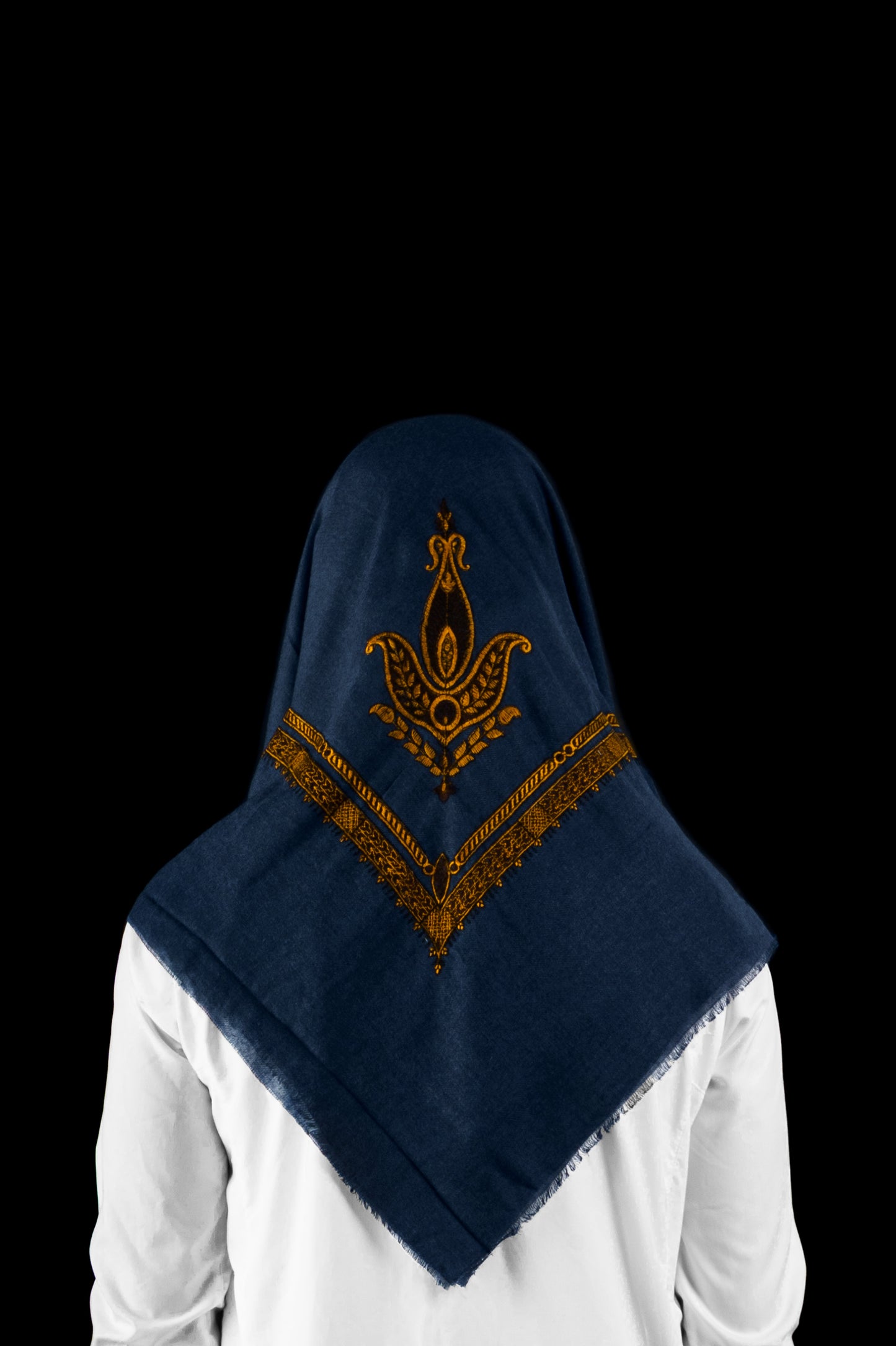 Yemeni Shemagh - Midnight Blue with Brown Embroidery