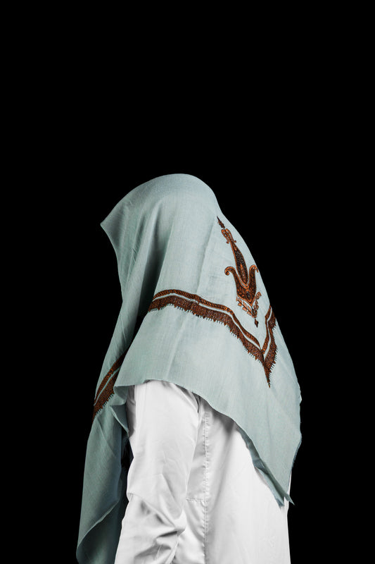 Yemeni Shemagh - Light Sage With Brown Detailing