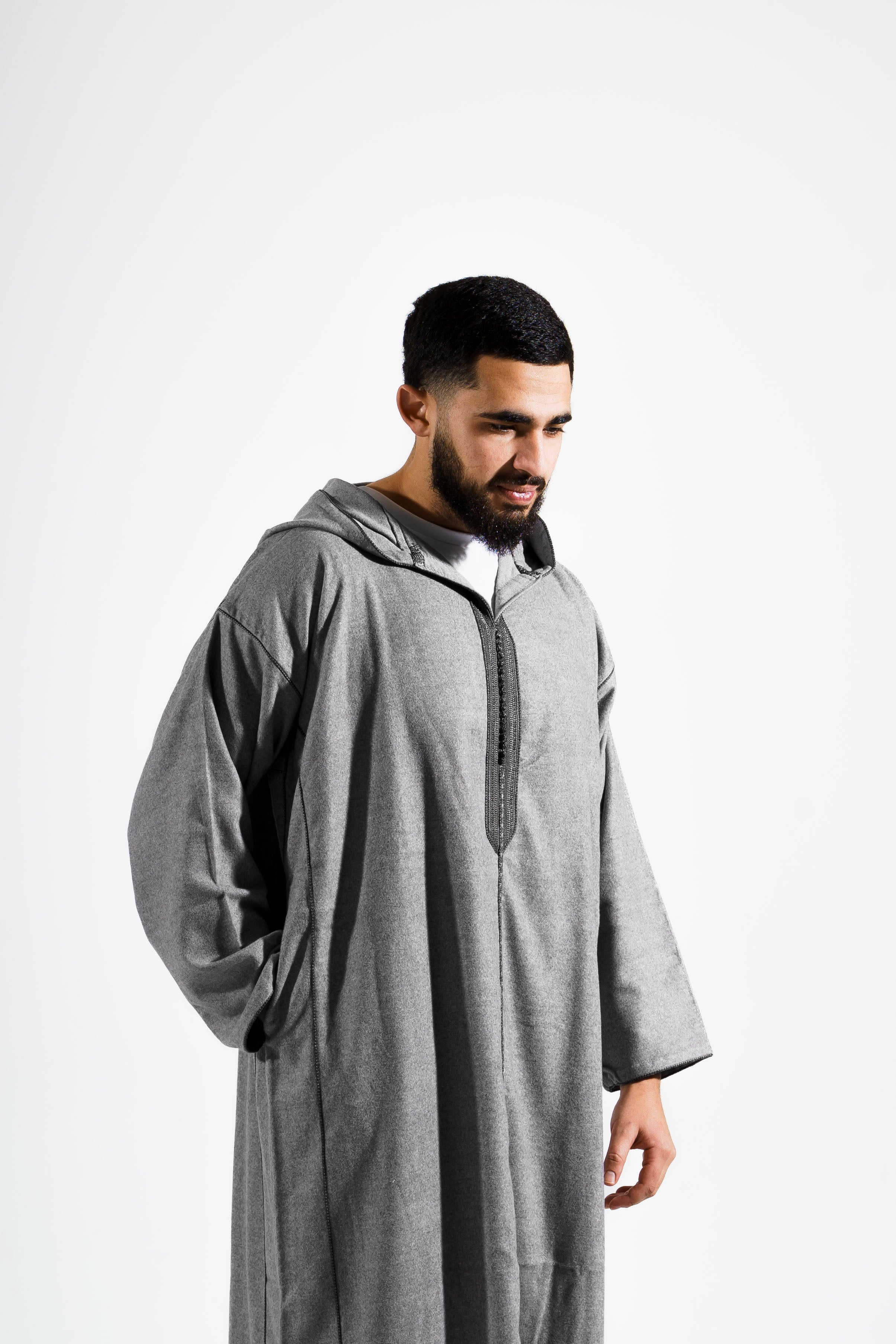 barbellobject 長袖 stein ancellm comoli Winter Djellaba Al-Khalil Classic Grey – Qaleel